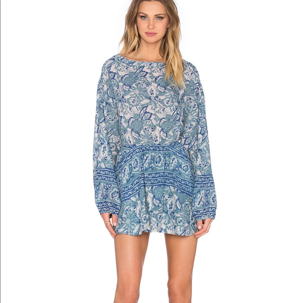 Free People Sun Printed Dress Blue